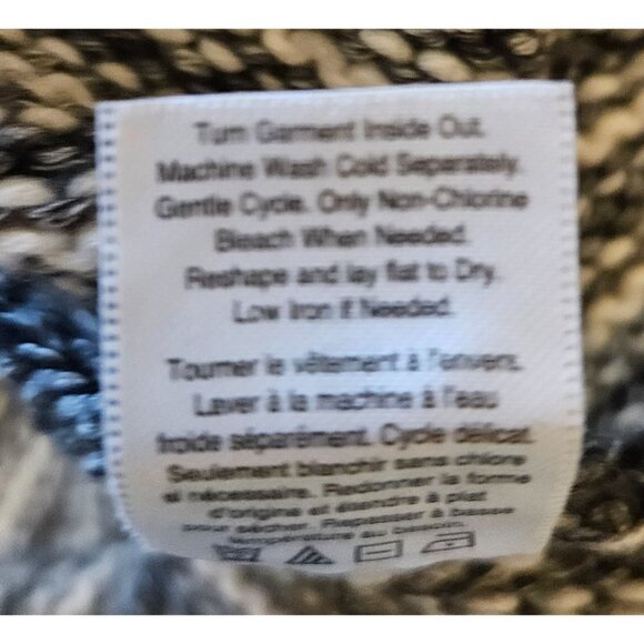 Coldwater Creek Woman SZ PM Varied Stripe Chunky Knit Sweater Tunic Grey & Whit - Picture 6 of 6